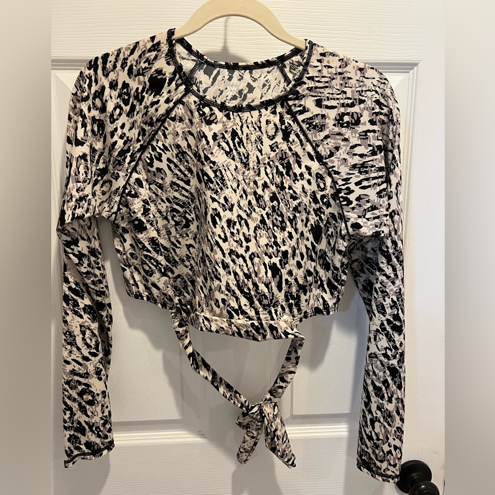 All in Motion Animal Print Tie-Back Crop Top